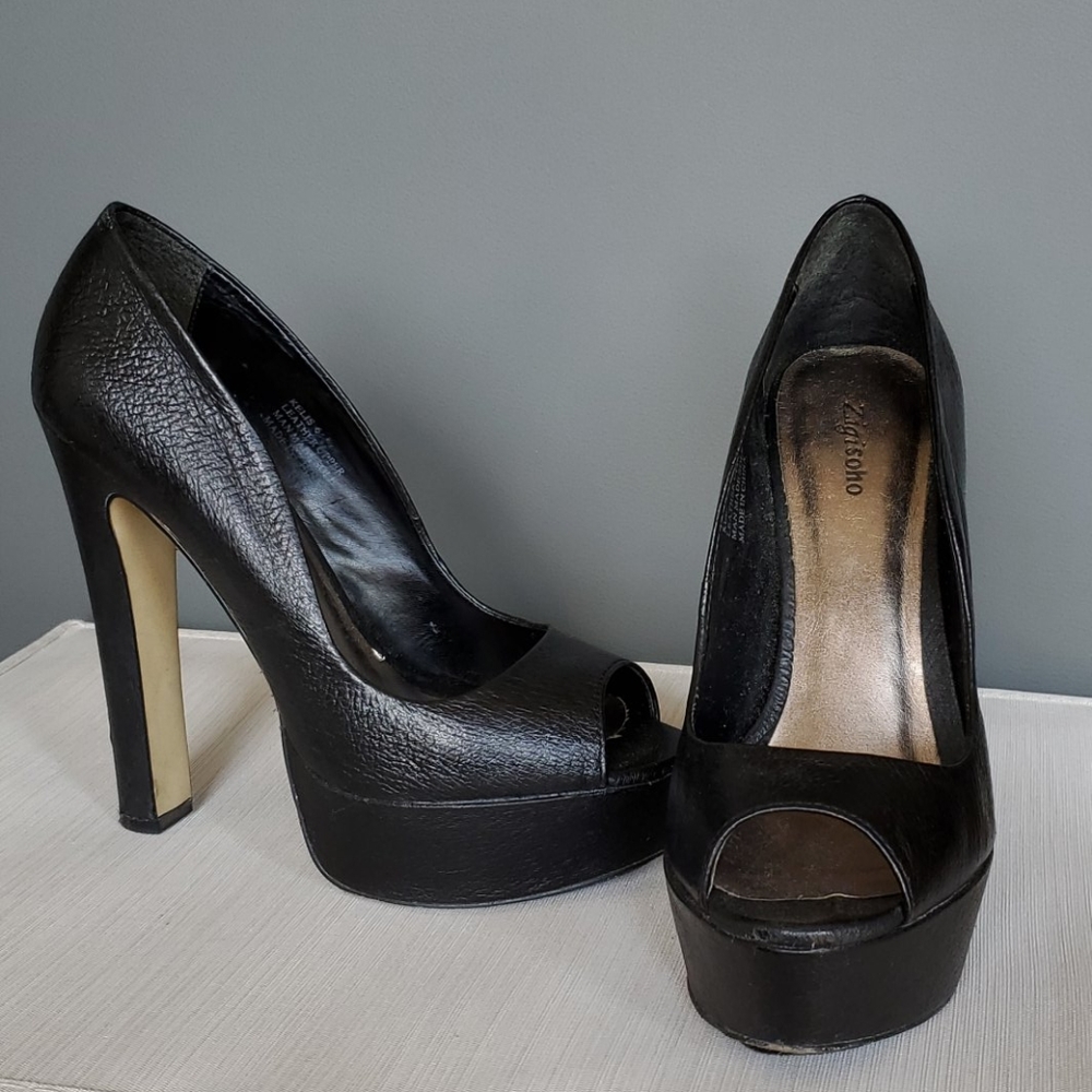 Zigi Soho Black Genuine Leather Heels